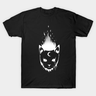 witch moon cat on fire T-Shirt